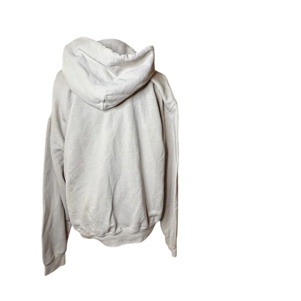 Bowery Supply Co. Beige Hoodie with Skeleton Peace Sign | Grunge Hoodies size M Size M - Image 5