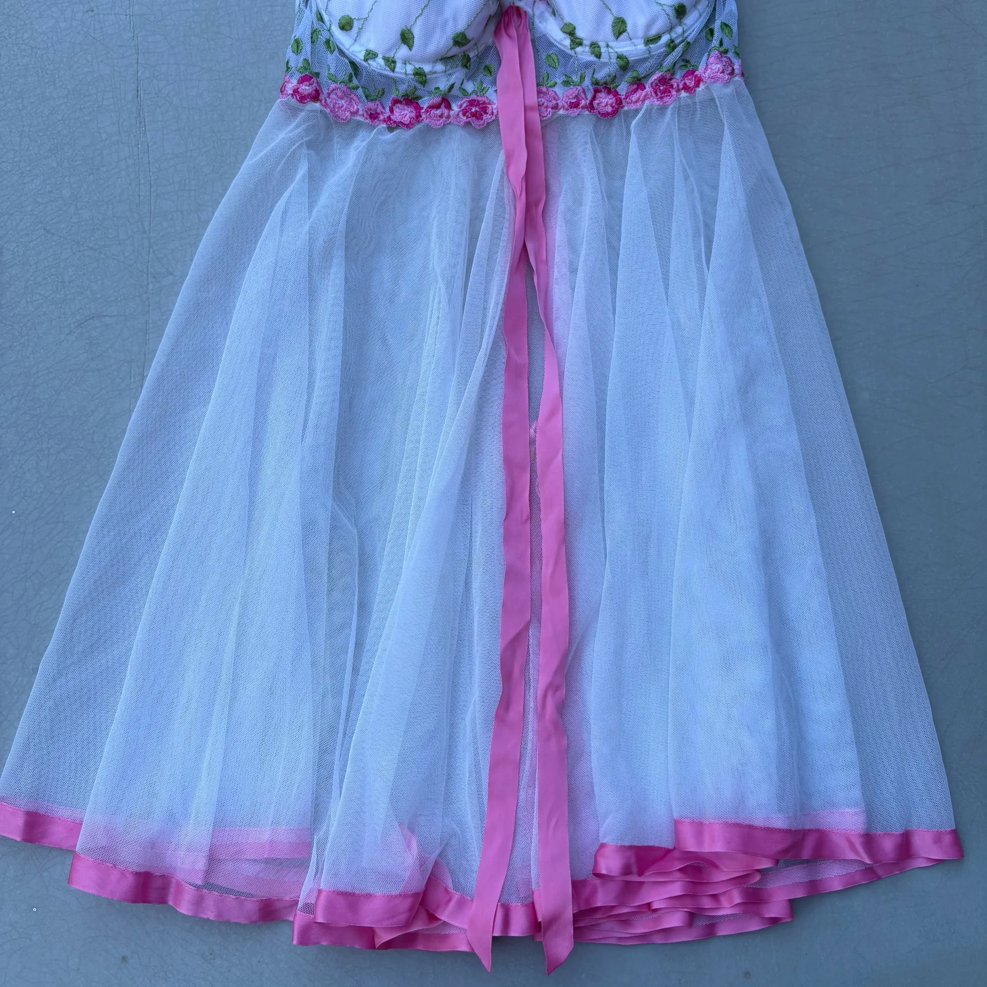 Rare Vintage 90s Victoria Secret Floral Fairy Sheer Rose Garden Babydoll Slip - Image 4