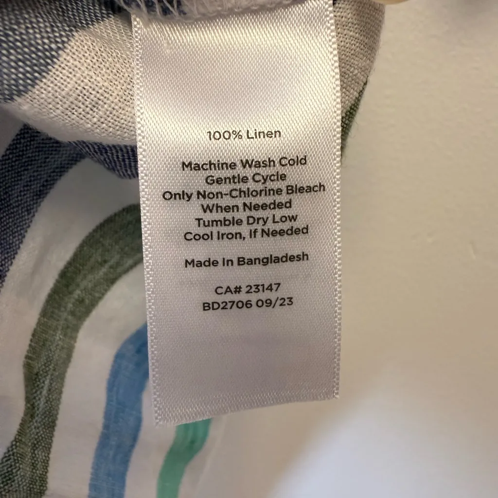 Talbots 100% Linen Split Neck Popover Top Rockport Stripe Women’s Size XS - Image 10