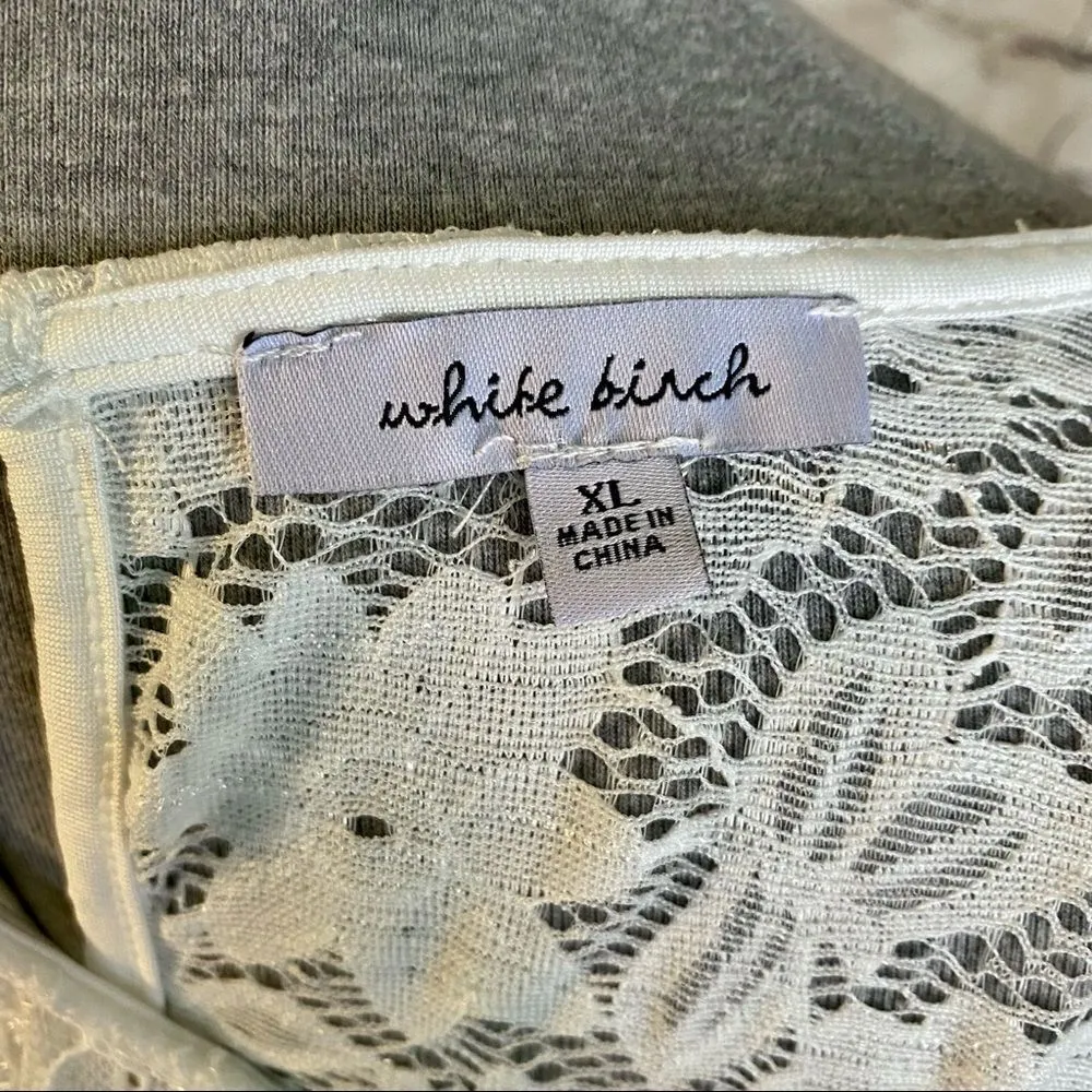 White Birch Lace Bodysuit Sweetheart Neckline Long Sleeve XL - Image 9