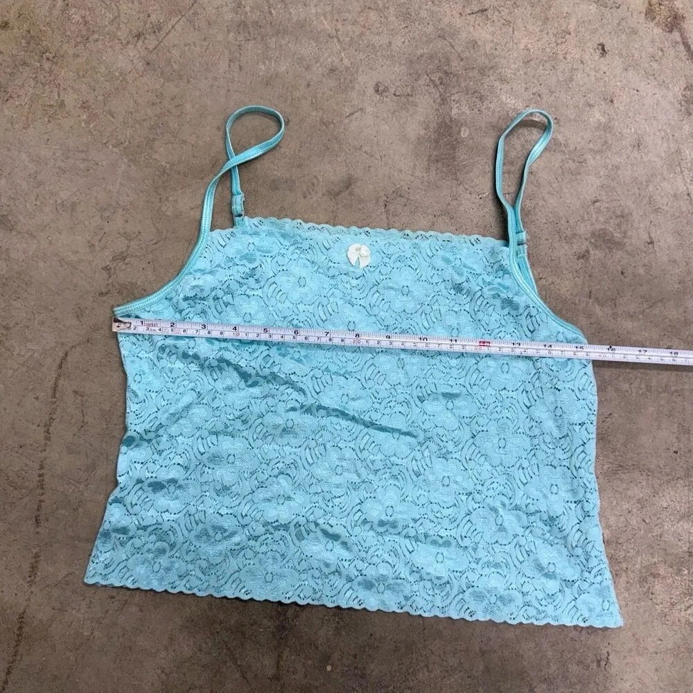 Vintage turquoise blue lace coquette y2k tank - Image 2