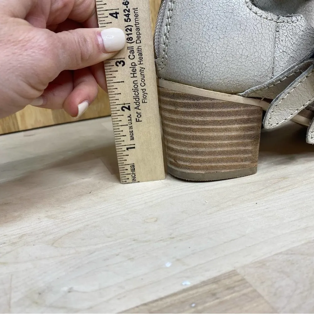 Kelsi Dagger Buckle Open Toe Strappy Beige Leather Ankle Boots 6.5 - Image 10