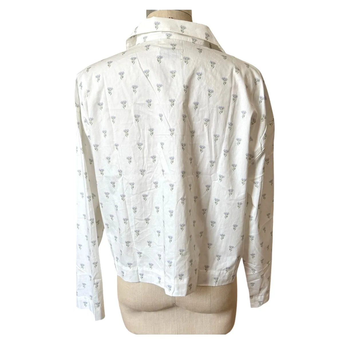 NWOT Dairy Boy Elizabeth Sleep Top in Dainty Blue Floral Size Small White - Image 5
