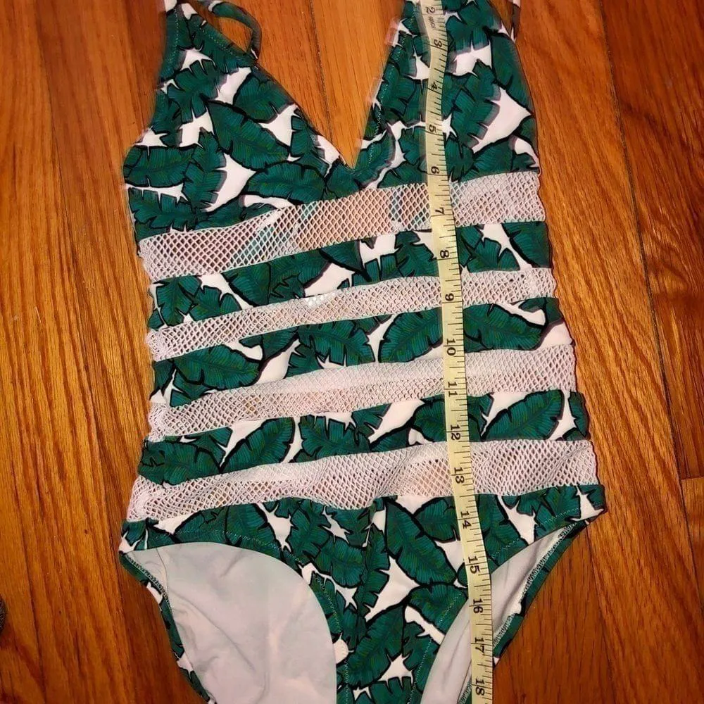 Asos Palm Tree Mesh One Piece Swim Suit - Image 7