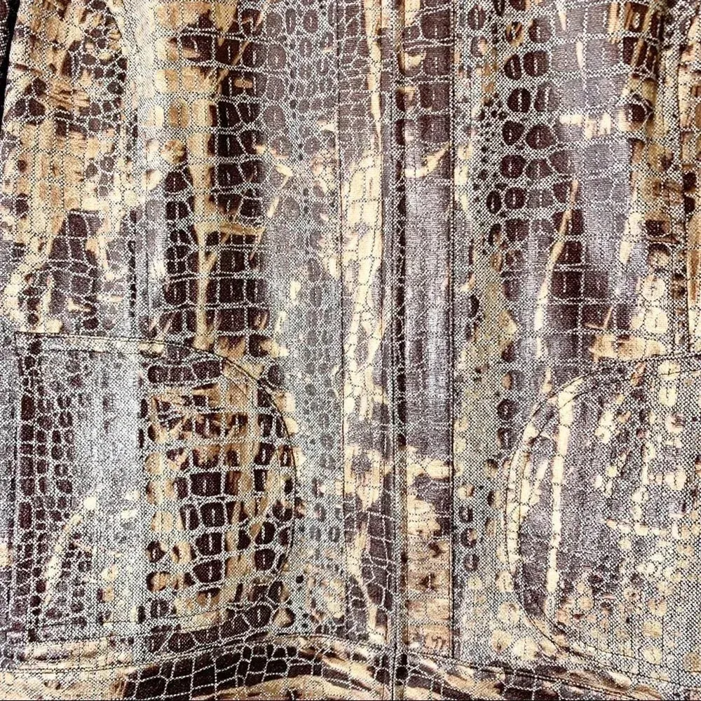 Chico’s 1 Reversible Zip Jacket Reptile Print Gray Herringbone Wool Blend Medium - Image 6