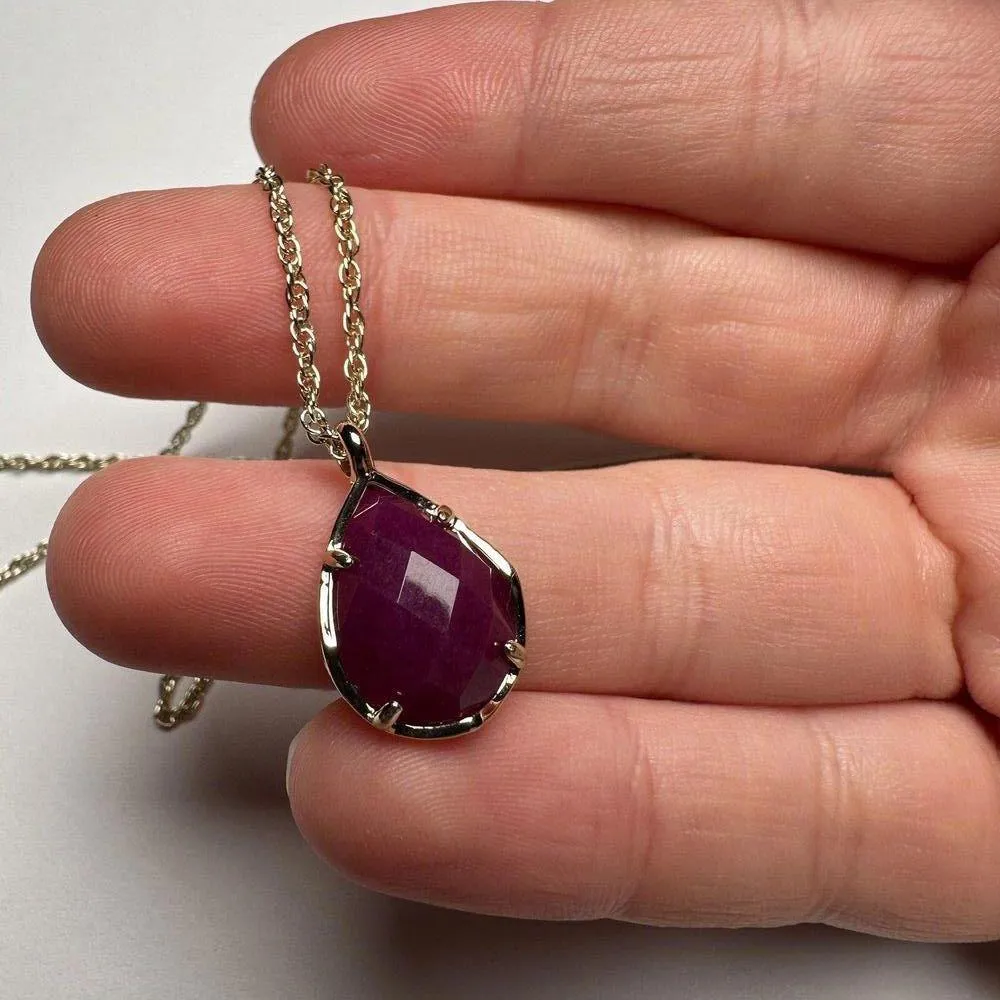 Kendra Scott Purple Pendant Silver Tone Necklace Adjustable Length NWT - Image 9