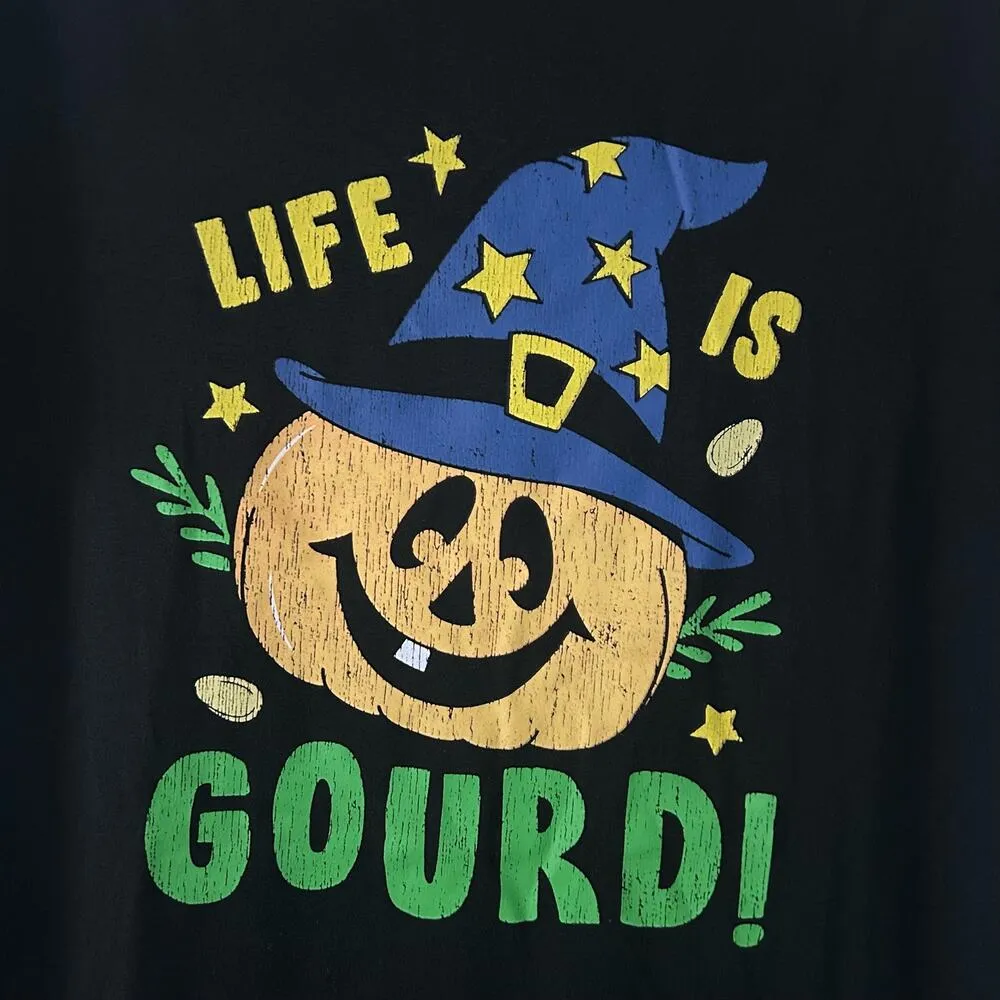 Main and Local Halloween Life is Gourd Black Tee T - Image 2