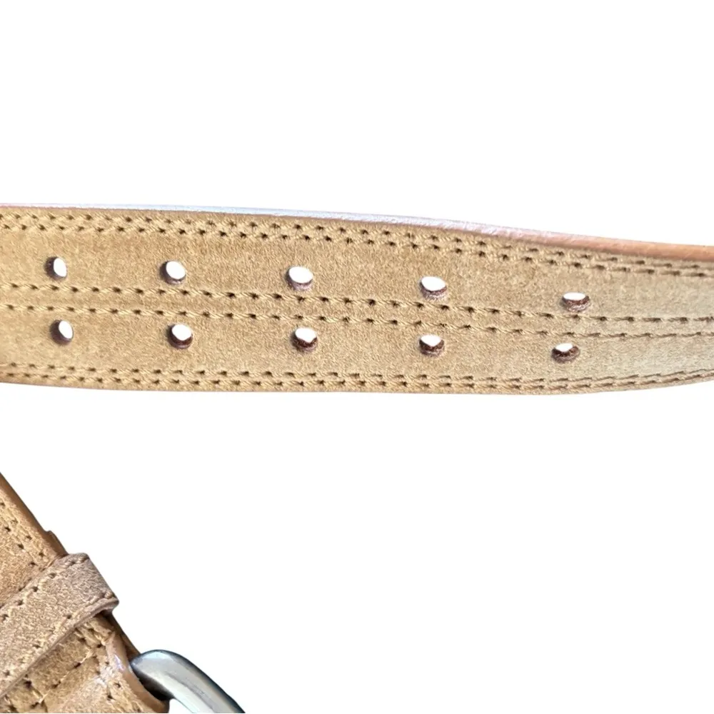 Ralph Lauren Women’s Tan Leather Belt Sz S Brass Buckle 5 Double Hole Western - Image 5