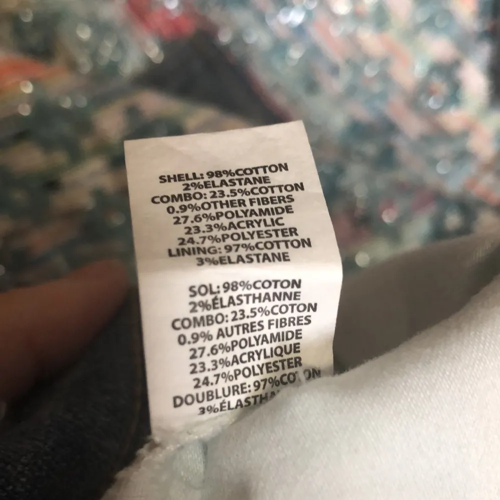 Ramy Brook  Murray Embellished Tweed Denim Jacket Metallic Patchwork Pattern sz L - Image 7