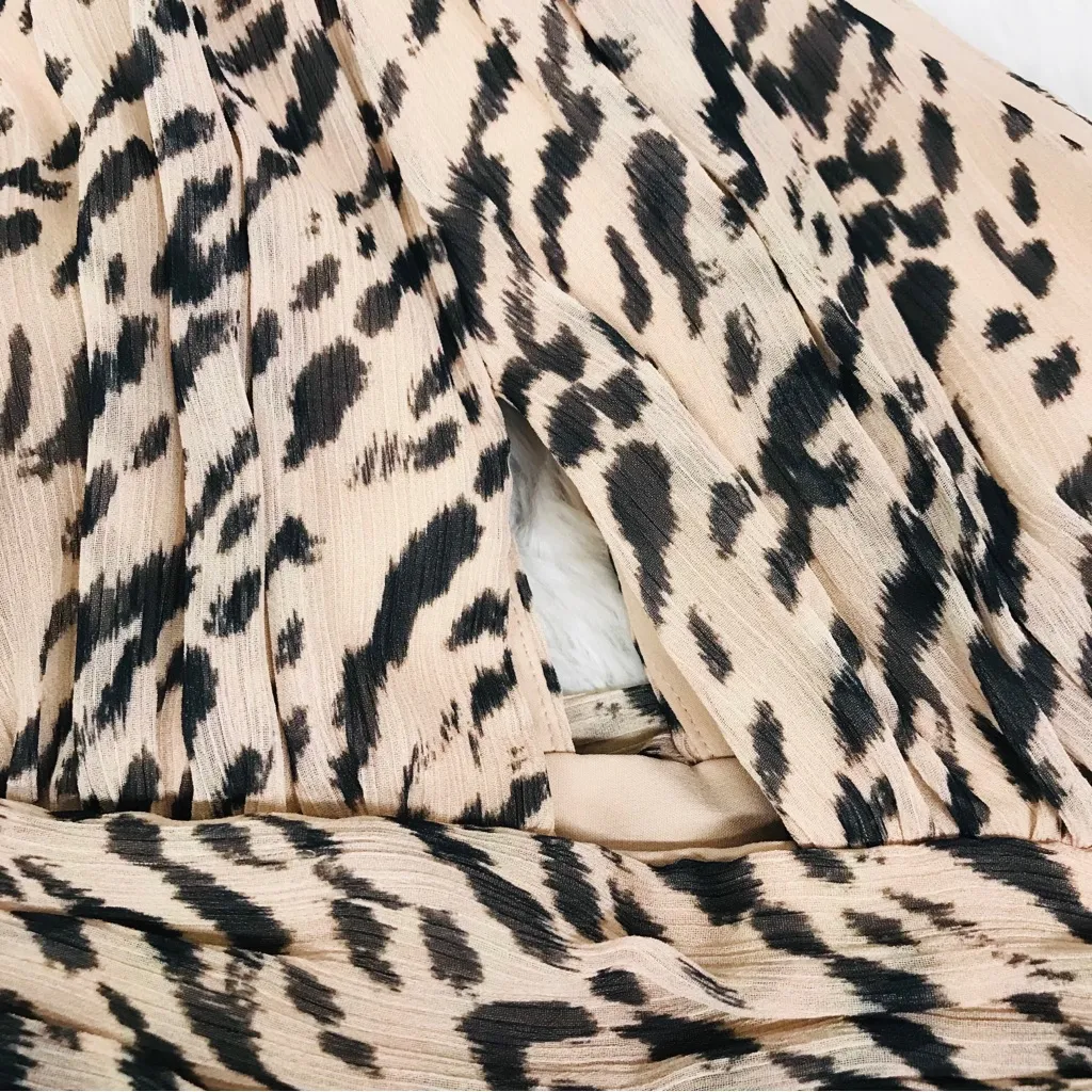 GIANNI BINI Leopard Print Maxi Dress One Shoulder Long Sleeve Party Size 0 New‎ - Image 11