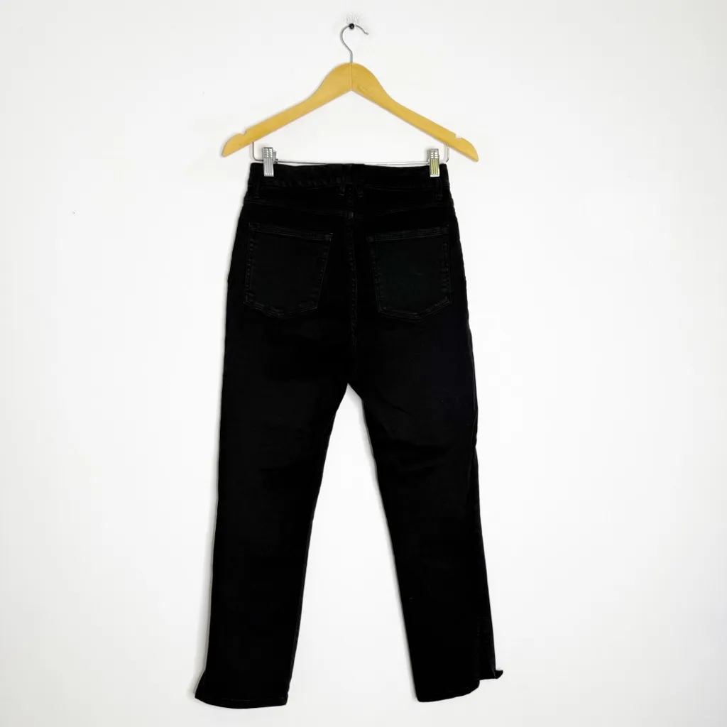 Good American Good Waist Crop Black Jeans Split Hem Rose Gold Size 8/29 - Image 2