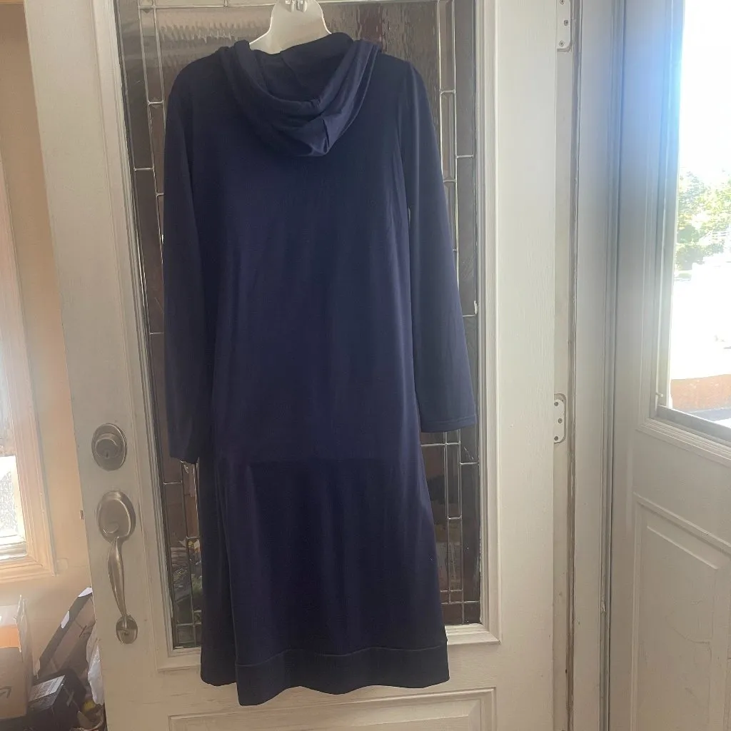 MCY Designer Navy Dress Kangaroo Pouch Pocket Hood Soft Size M Blue Size M - Image 2
