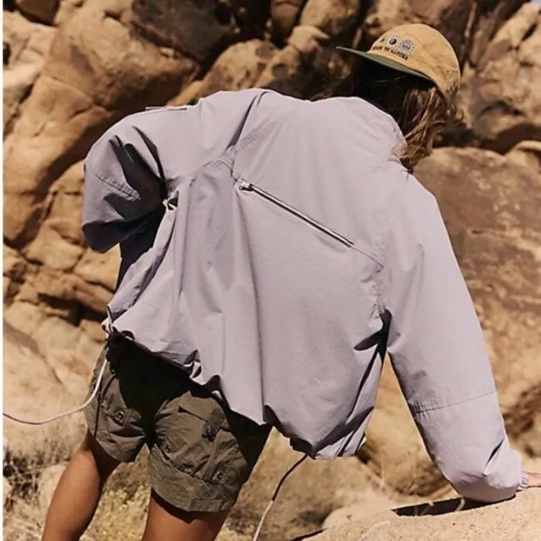 Free People Movement Lightweight Utility Jacket Women’s L Gray Lavender Zip Up Purple Size L - Image 2