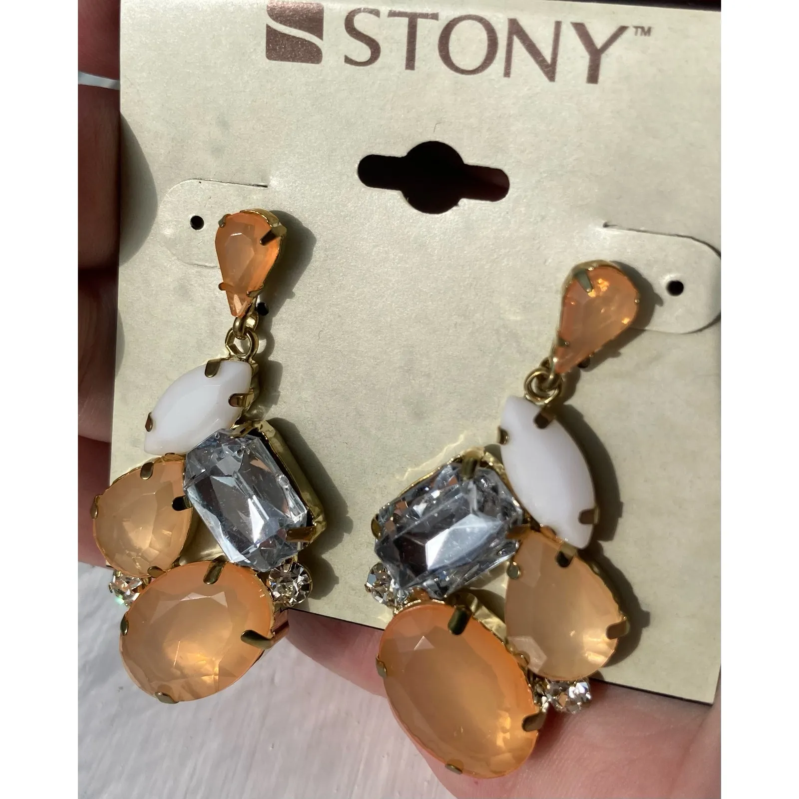 Earrings Peach and White Orange - Image 5