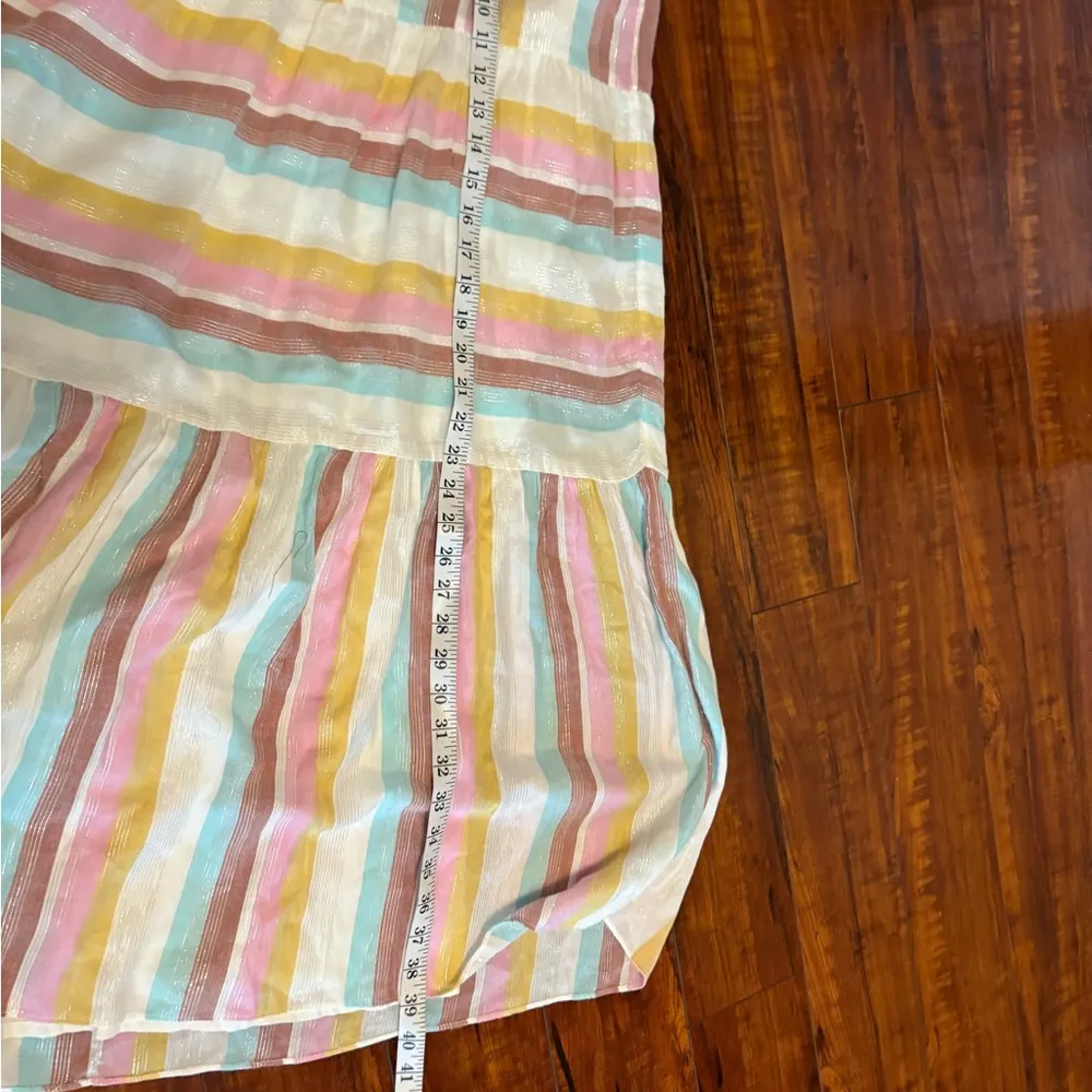 L*Space revolve Bondi Metallic Striped High Rise boho Pull-On Maxi Skirt small - Image 14