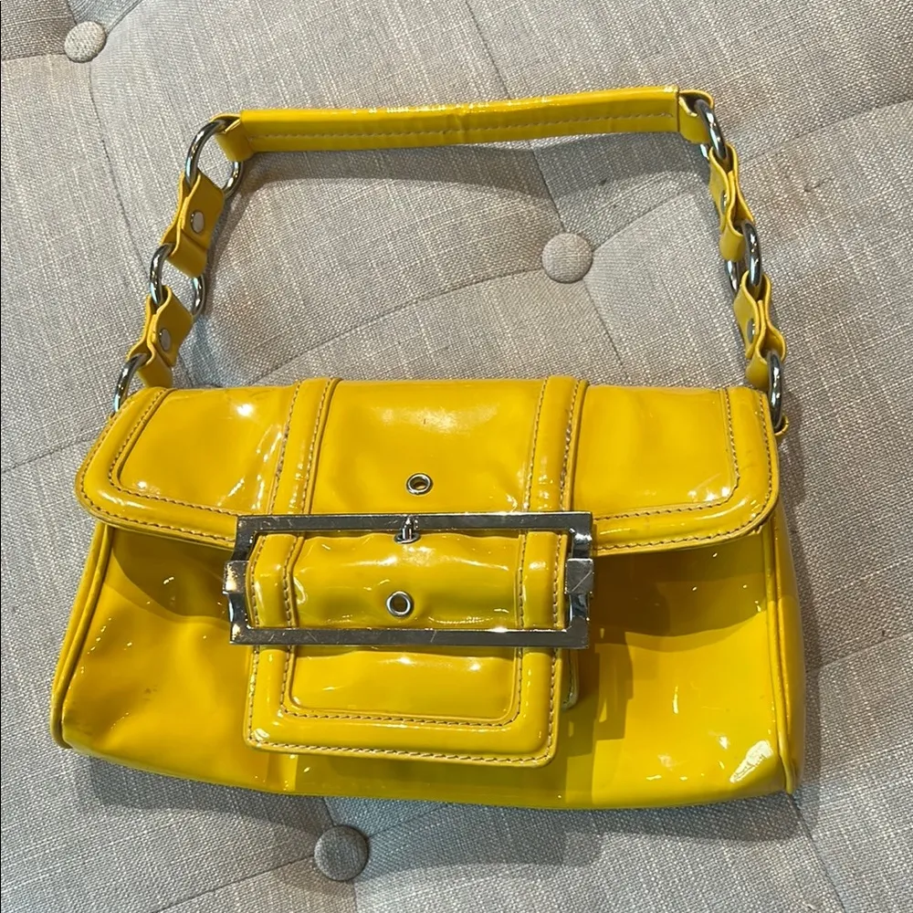 Chinese Laundry Yellow Patent Leather Shoulder Bag - Image 5