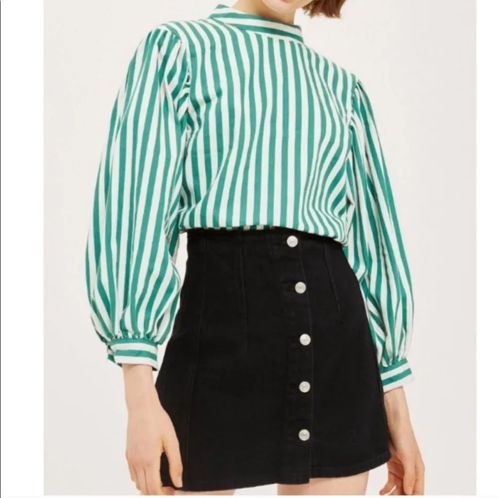 Topshop Blouson Sleeve Stripe Top - Image 2