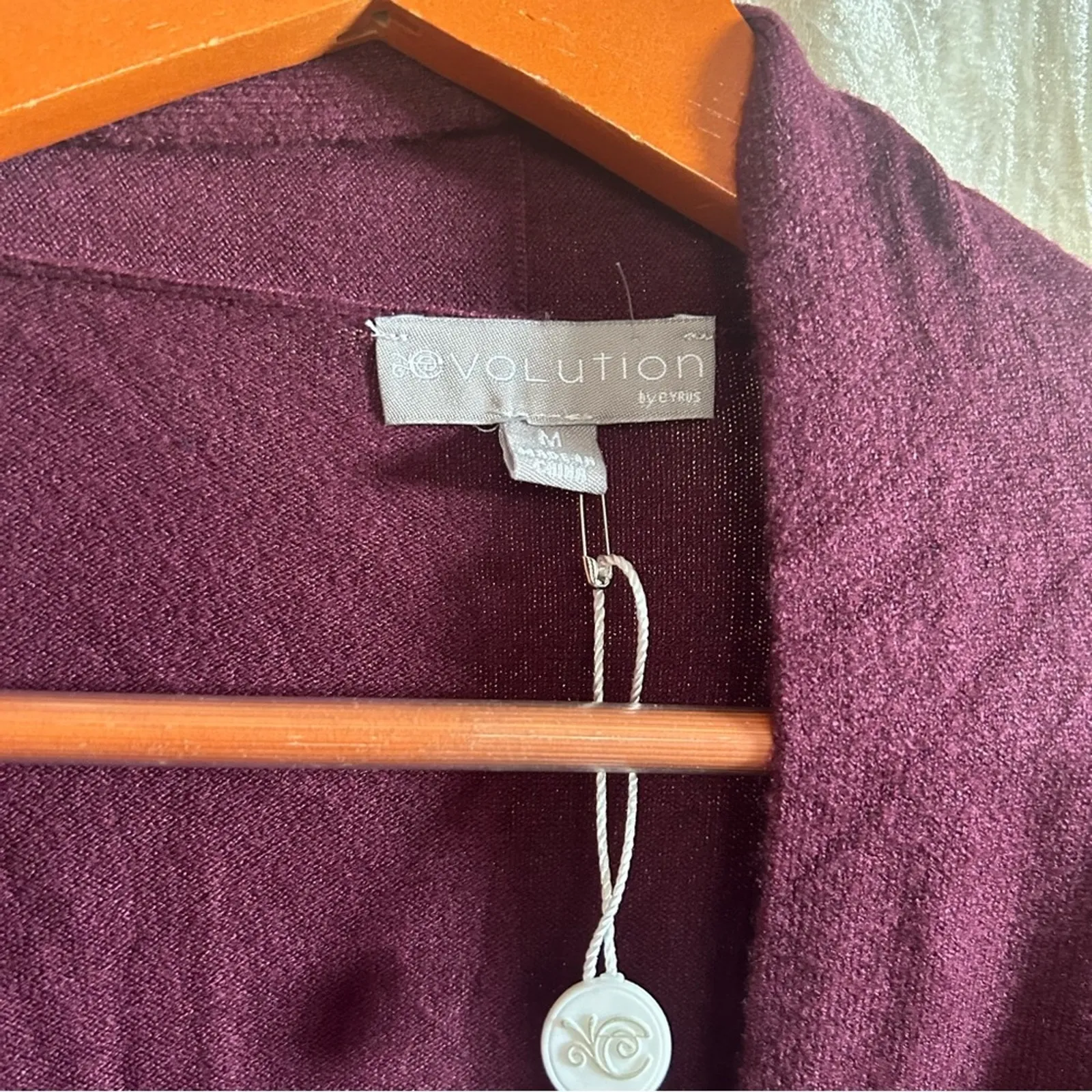 Stitch Fix Evolution by Cyrus Myna‎ Open Cardigan Sweater Layering Plum NEW Sz M Red Size M - Image 4