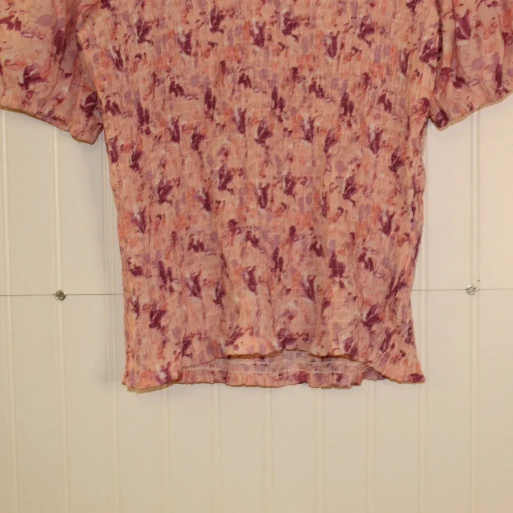 Nine West Pink Floral Smocked Top Size Large - Image 2