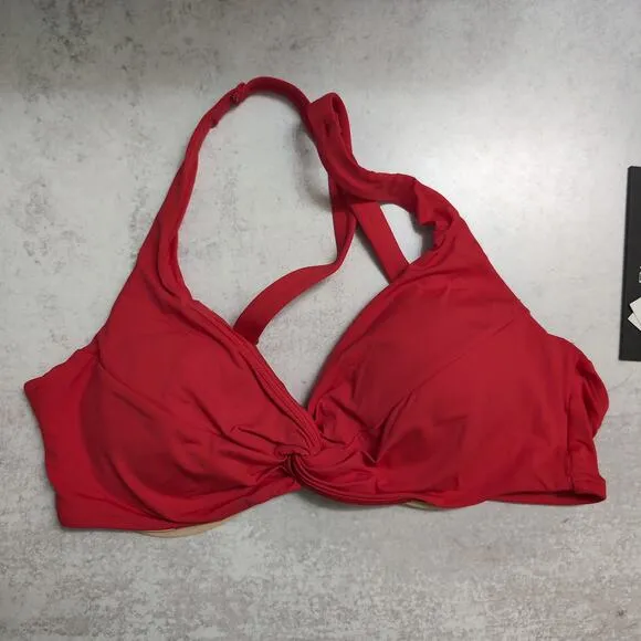 La Blanca Cherry Red Island Goddess Underwire Twist Front Bra Top Size 8 New - Image 1