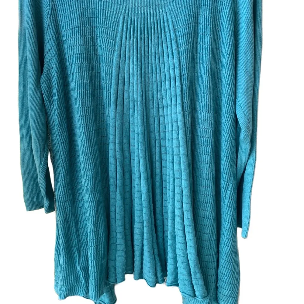 NWT 𩵠Nic+Zoe Long Open Soft Knit Cardigan Turquoise/āPeacock Featherā Plus 1X - Image 8