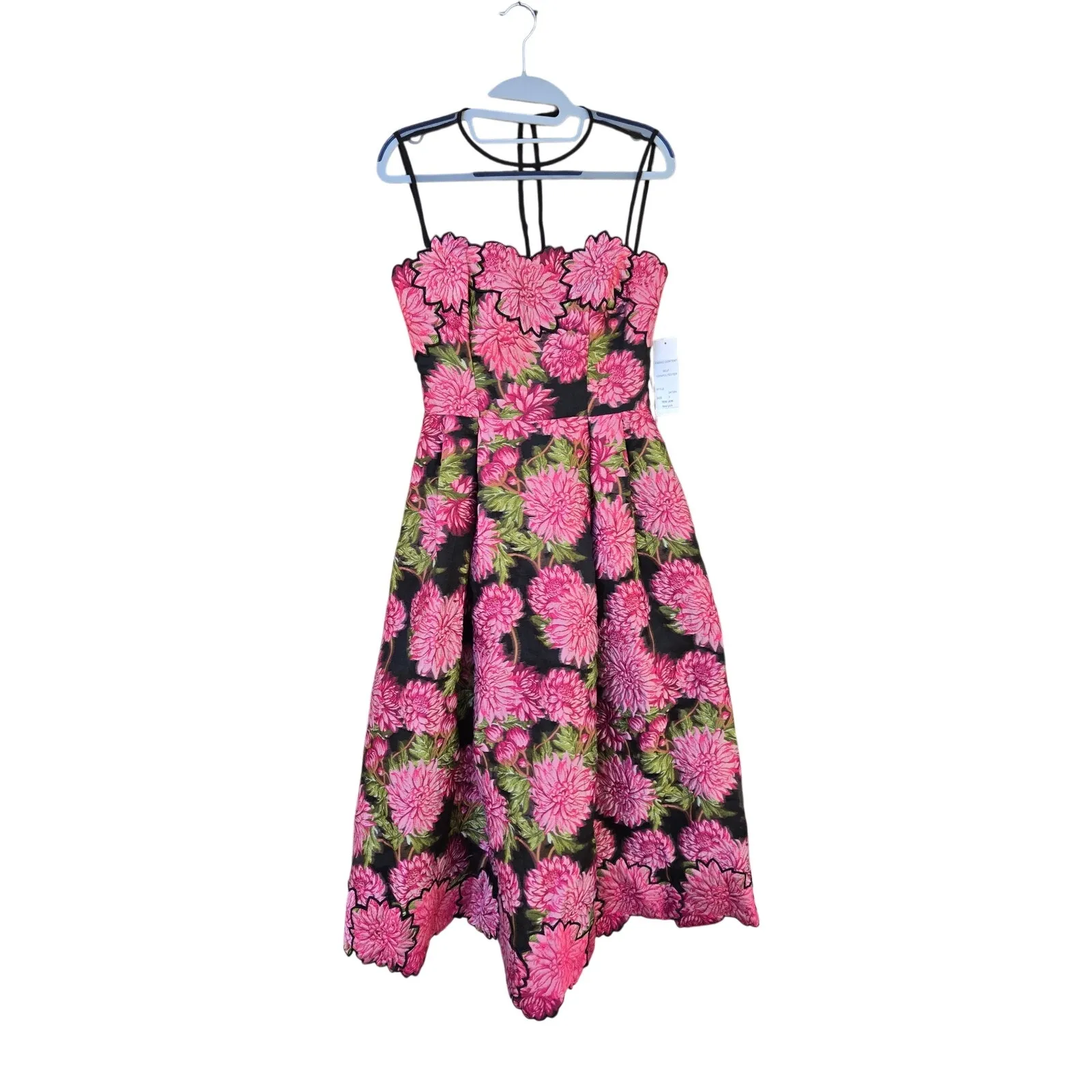 Teri Jon by Rickie Freeman Floral Jacquard Fit & Flare Dress Size 0 NWT Pink - Image 4