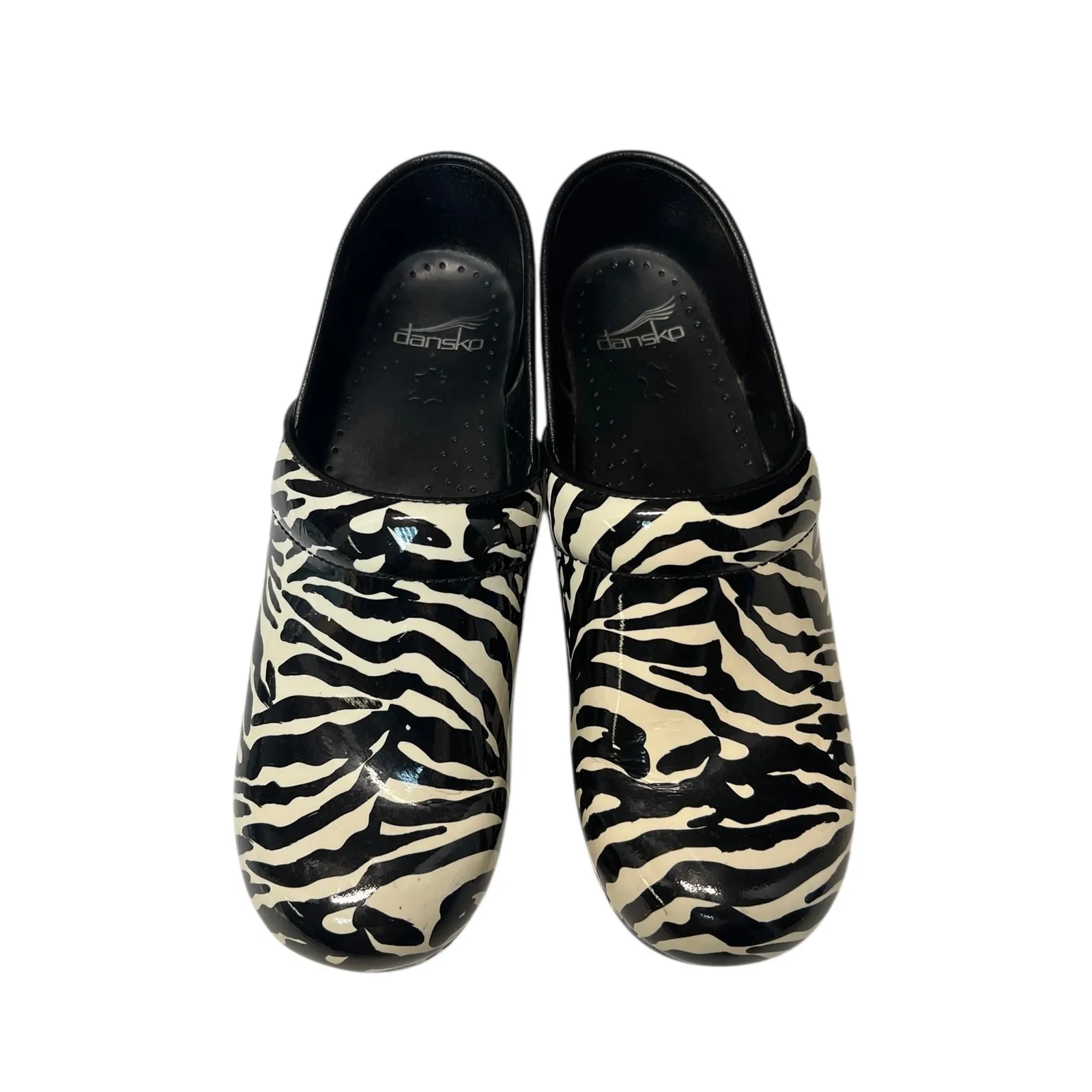 Dansko Professional Leather Clogs Black White Zebra Print 39 (8.5-9) - Image 5
