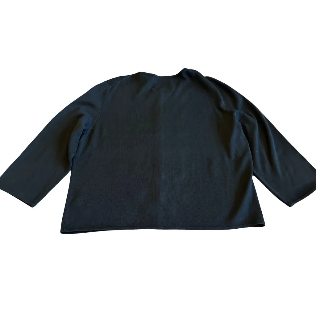 Michael Simon Vintage Retro Cardigan Sweater Turquoise Beaded Gecko Frog Large Black - Image 8