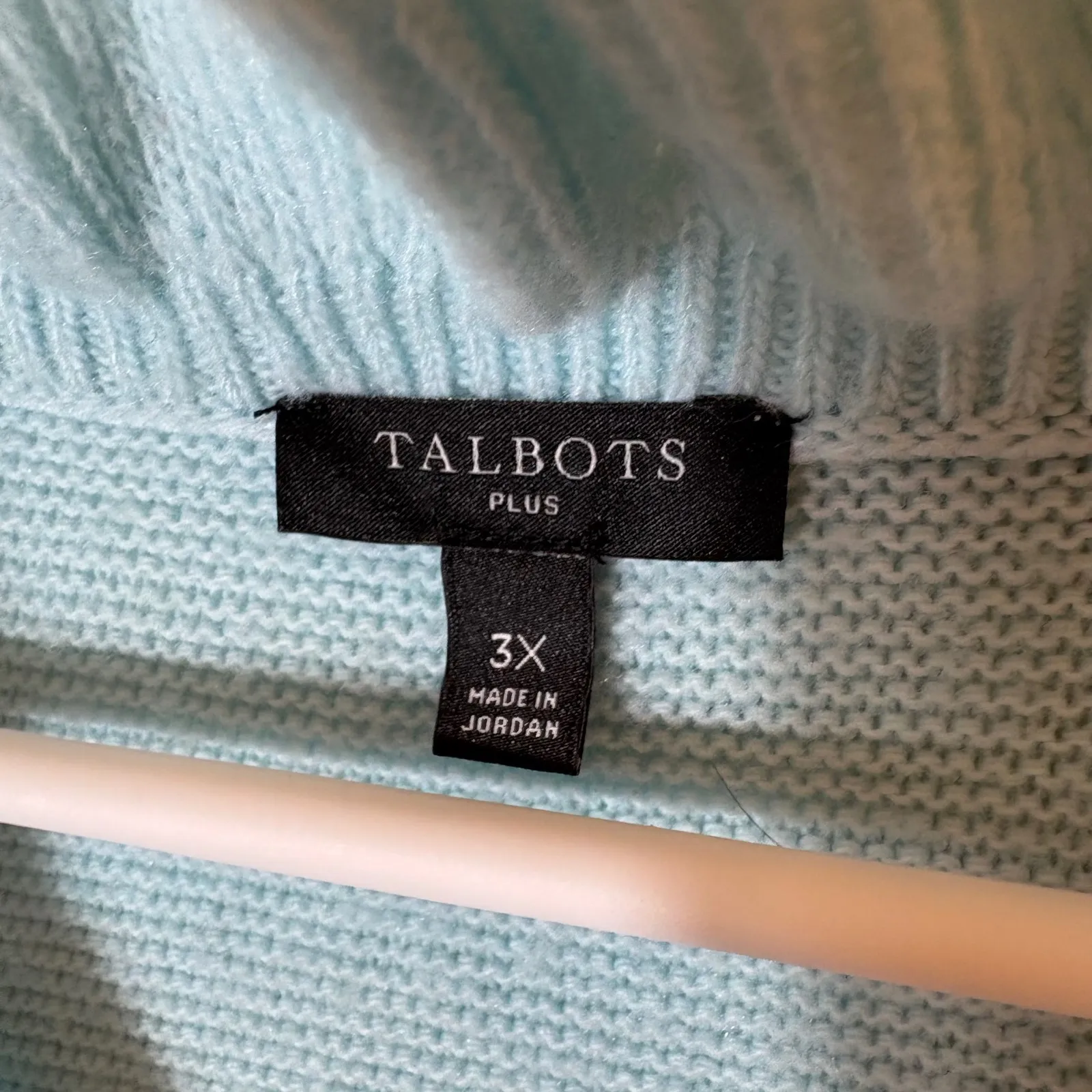 Talbots Plus Sky Blue Ruffled Neck Textured Knit Sweater Size 3X - Image 4
