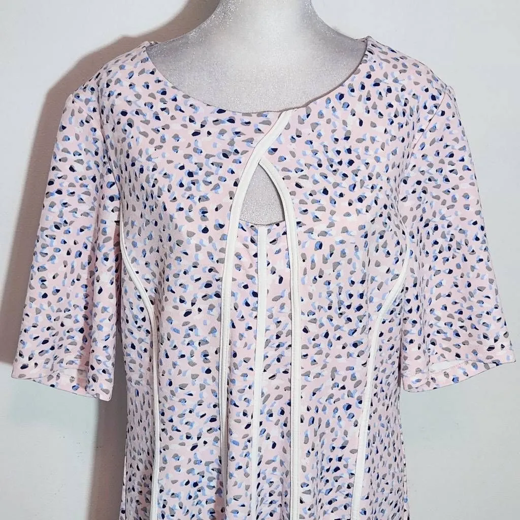 Shelby & Palmer Pink Print A-Line Dress Size 14 Wedding Guest Dress - Image 3