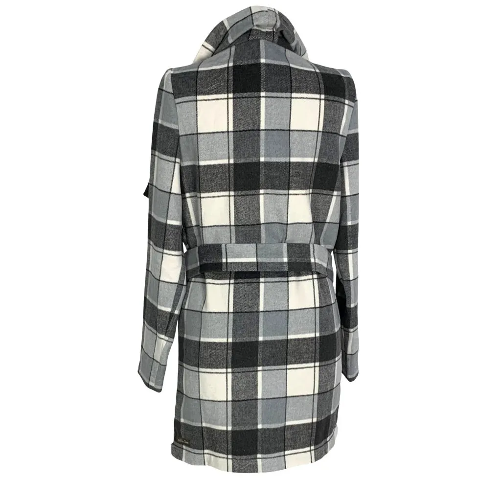 Matilda Jane Check It Twice Plaid Open Front Wrap Belted Shacket Coat Jacket XS - Image 5