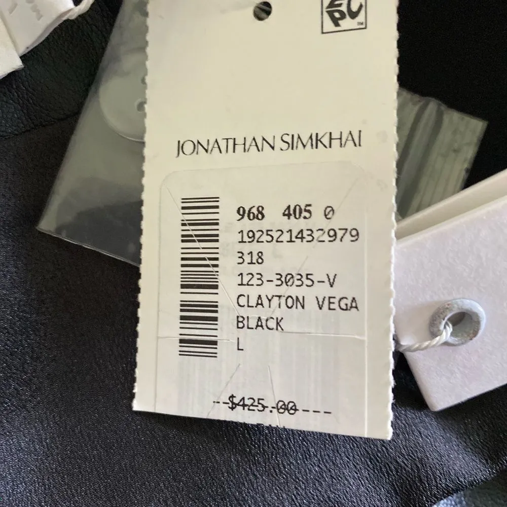 #100 JONATHON SIMKHAI The Clatyon Vegan Mini Skirt Black Size L - Image 8