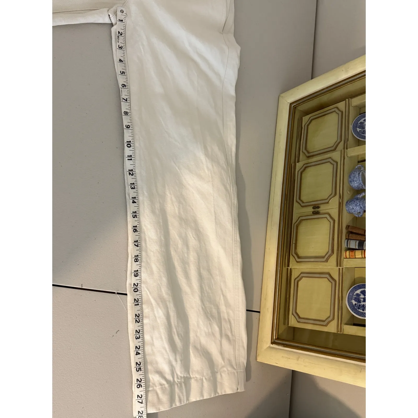 Vince Women's Off-White Cream Neutral Linen Cotton Wide Leg Ankle Jeans Pants 4 - Image 7