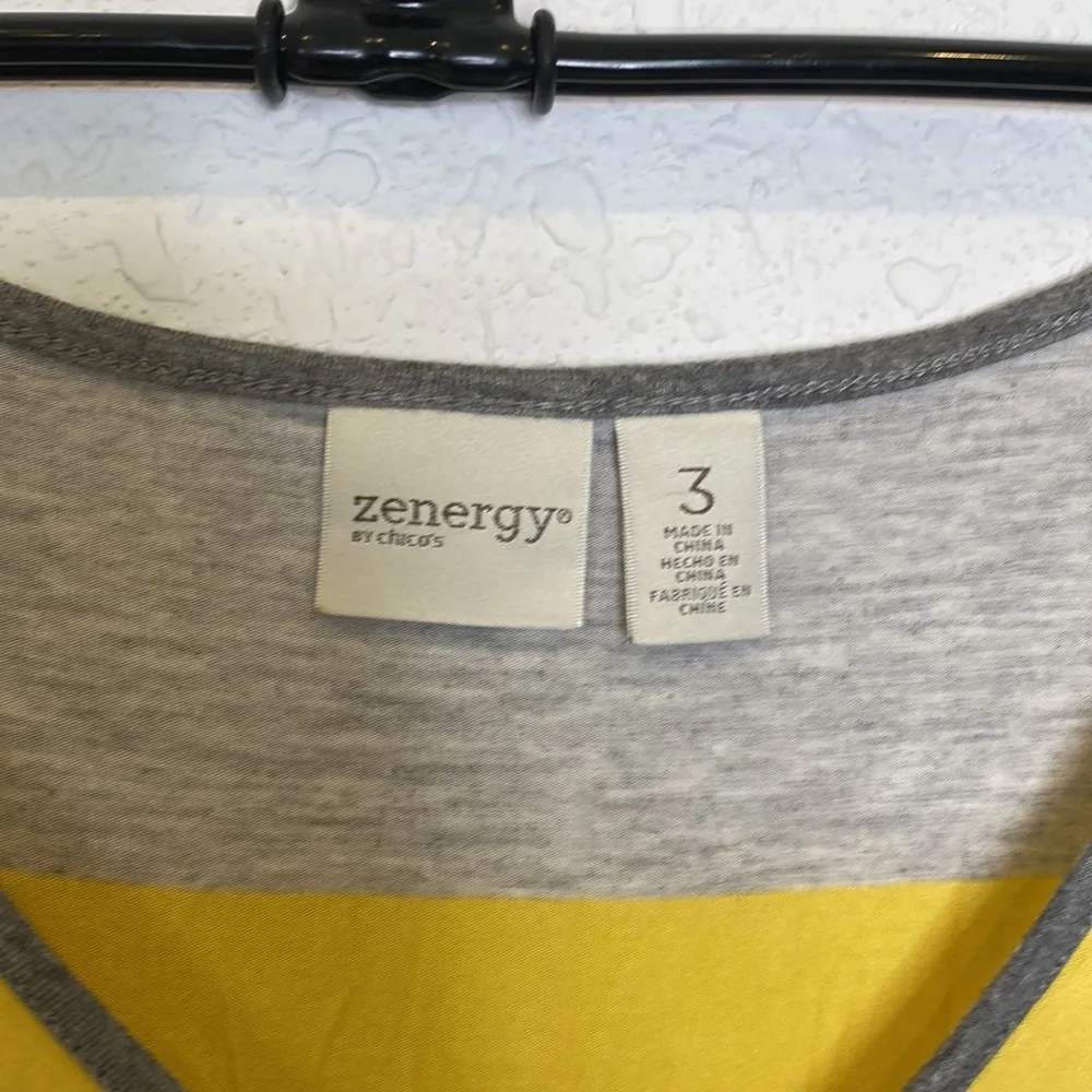 Chico’s Zenergy Tunic/ Shift Dress Chevron Striped Stretchy EUC Sz XL Yellow - Image 3