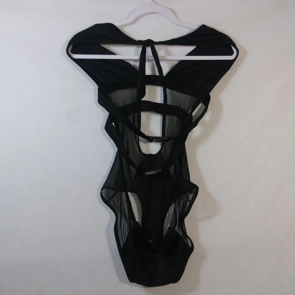 TopMelon Black Mesh 1 Piece Sheer Panel Monokini Vacation Size L Size L - Image 11