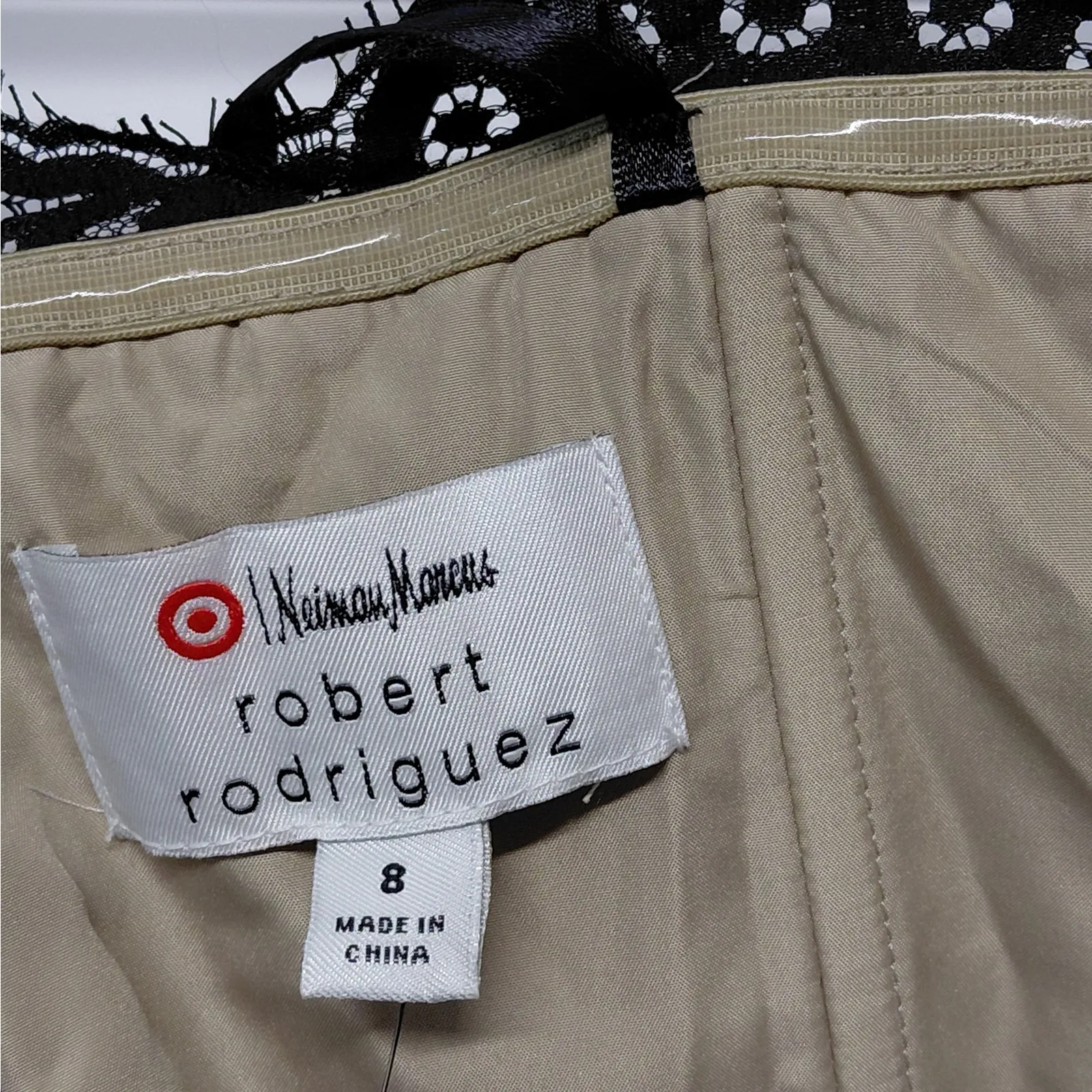 Womens Dark Romantic Lace Dress Size 8 Black Strapless Evening Robert Rodriguez - Image 4