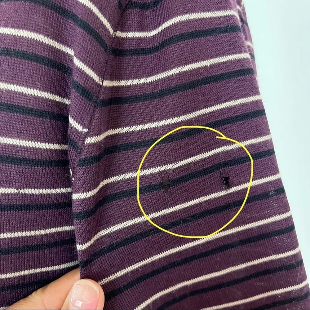 Theory  Stripe Long Sleeve Wool Polo Small - Image 6