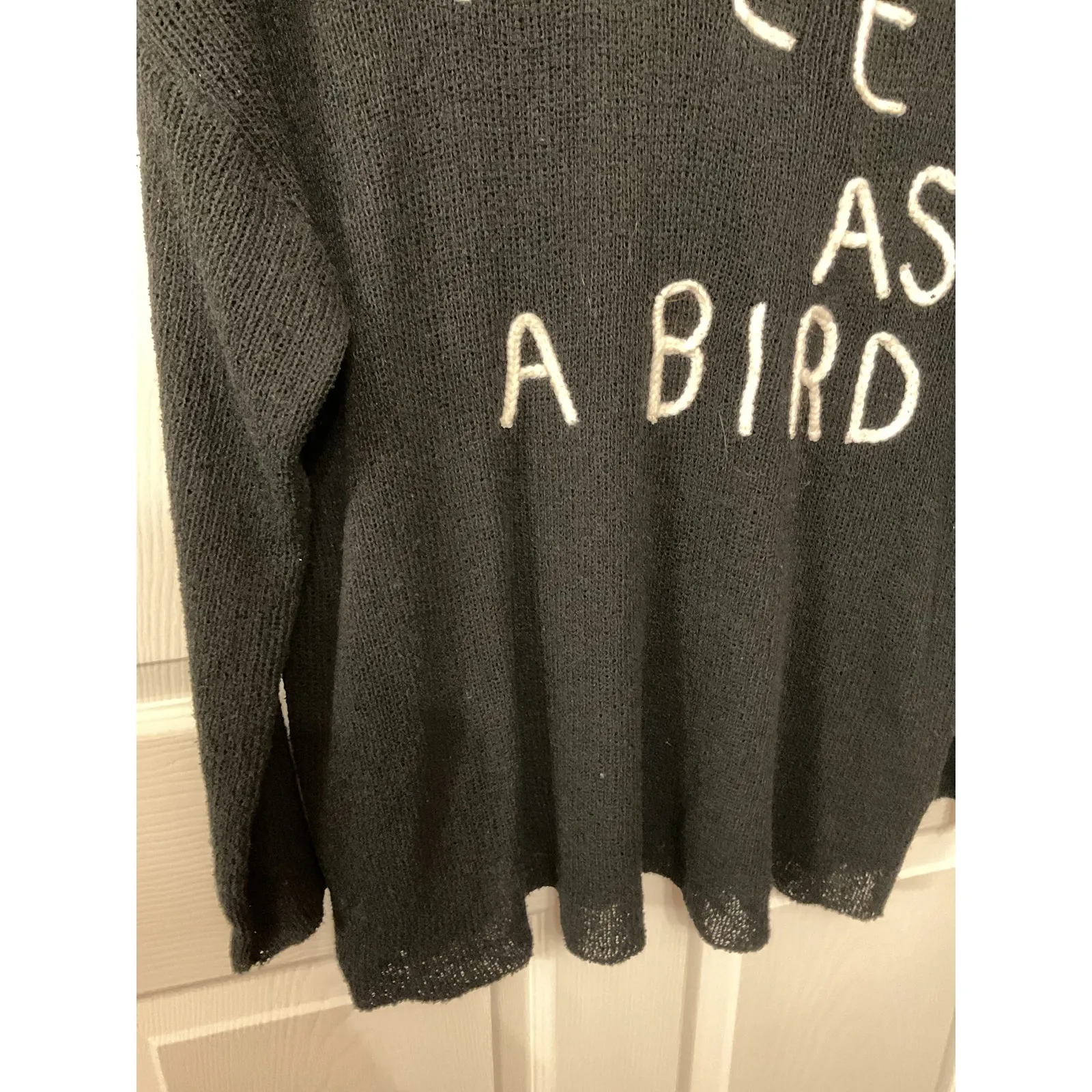 Molly Green Free As a Bird Lightweight Black Sweater, M - Image 5