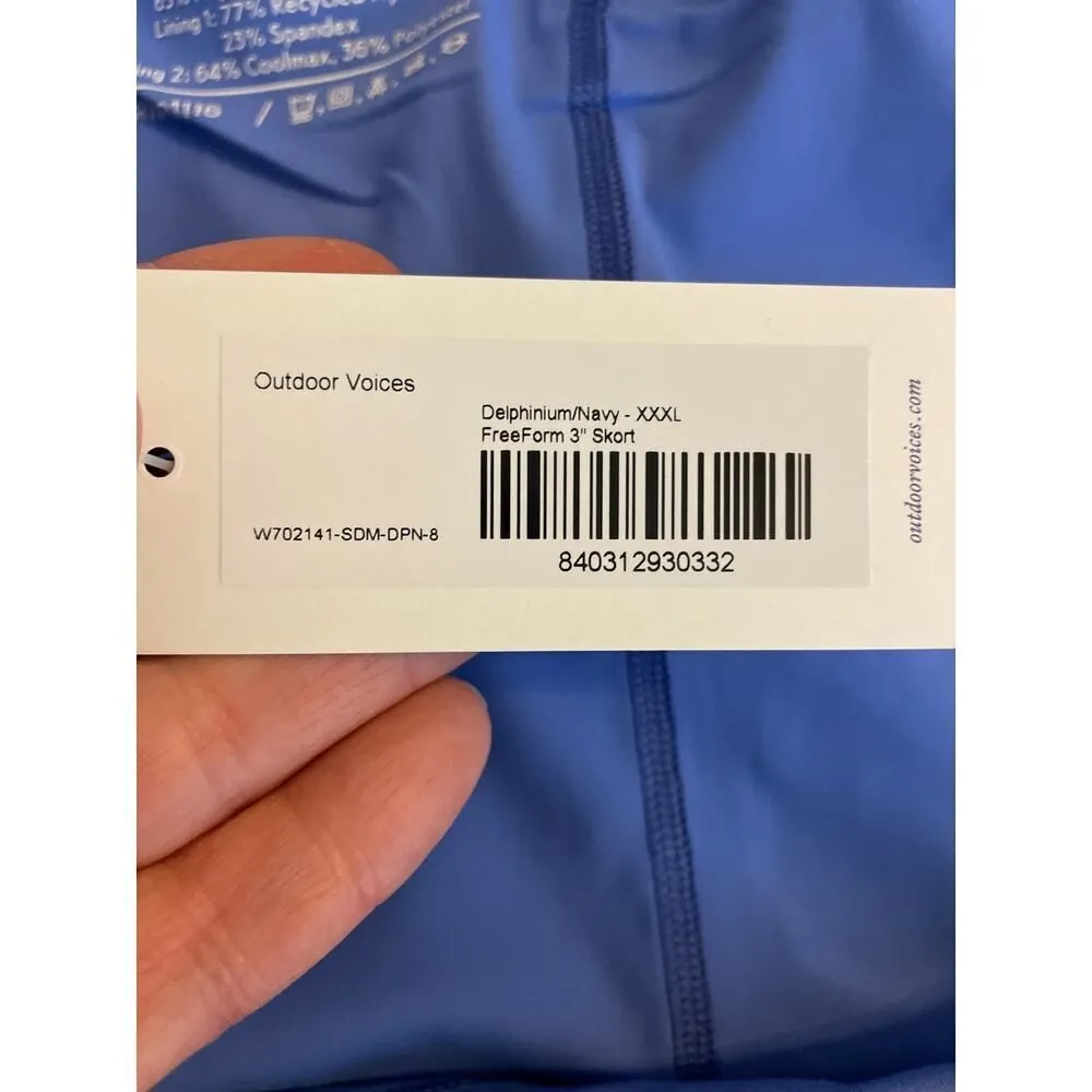 Outdoor Voice Freeform 3" Skort Navy XXS Delphinium Athletic Athleisure - Image 7