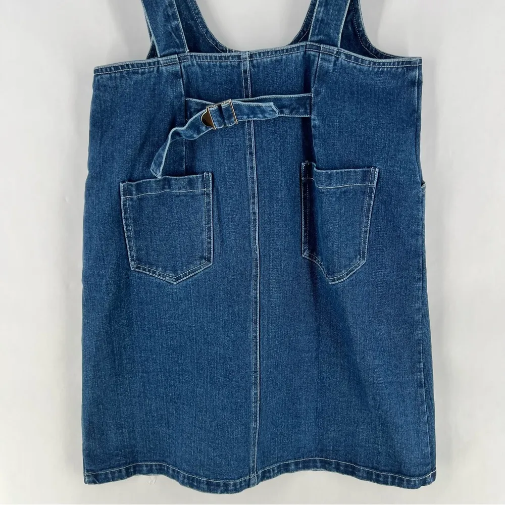 Cloud Ten Denim Skirtall Cotton Dark Wash Button Front Adjustable Straps Overall - Image 12