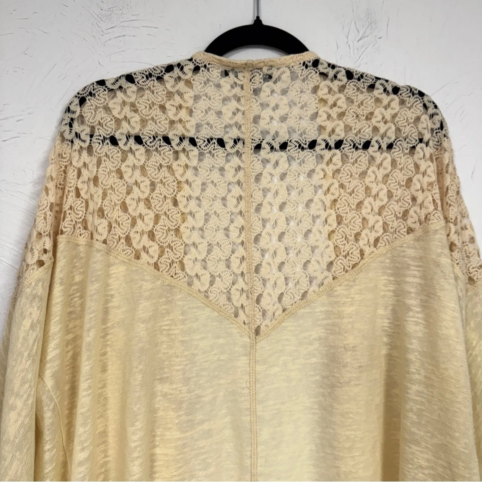 Umgee Cream Crochet Cardigan Sweater Womens M Beachy Boho Open Front Casual - Image 5