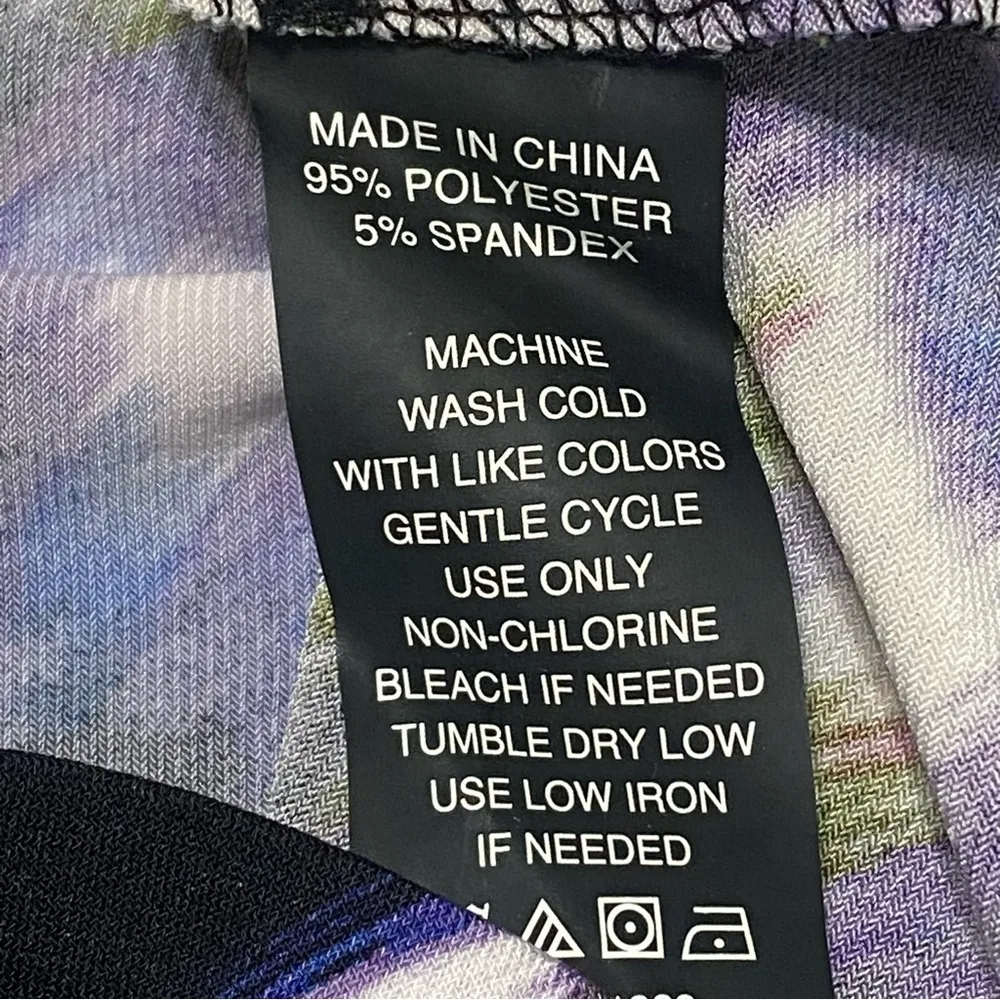 Vince Camuto Abstract Cowl Neck Blouse Black Blue Draped Top Large - Image 6