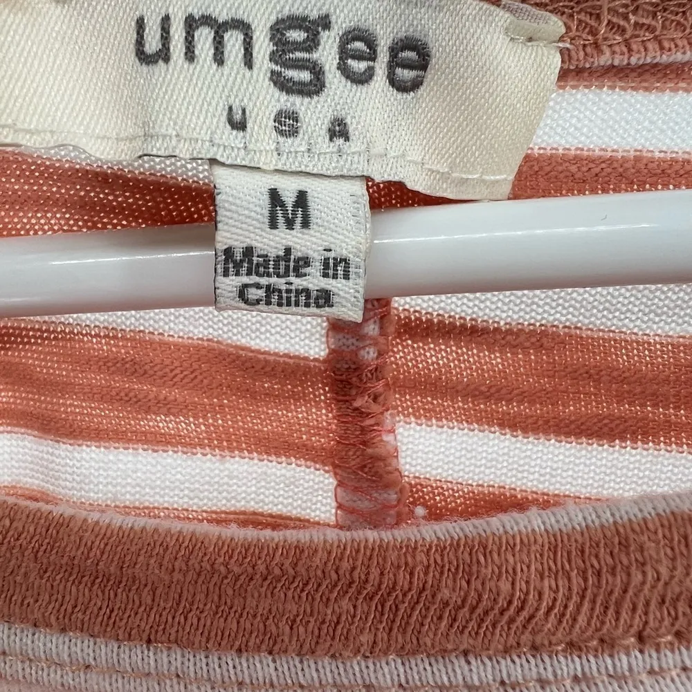 Umgee striped roll tab sleeve midi t-shirt dress side slits casual M travel - Image 4