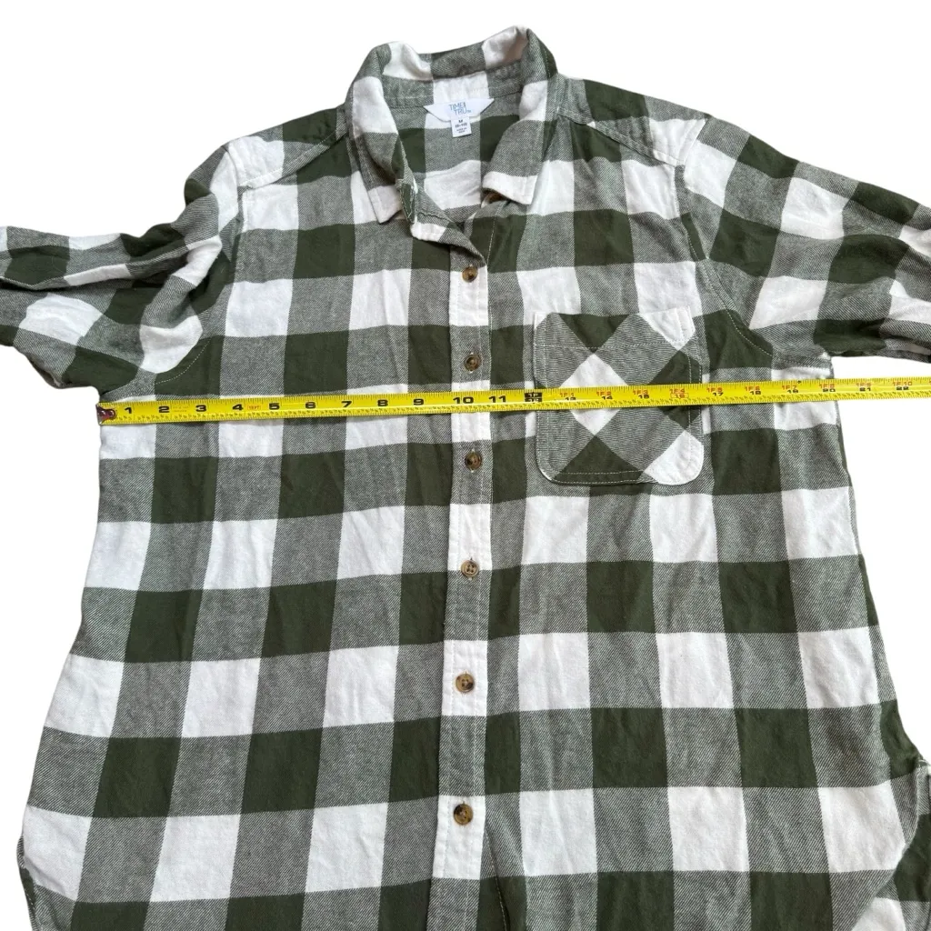 Buffalo Plaid Flannel Button Up Olive‎ Green Big Checkered Fall Oversized Size M Size M - Image 7