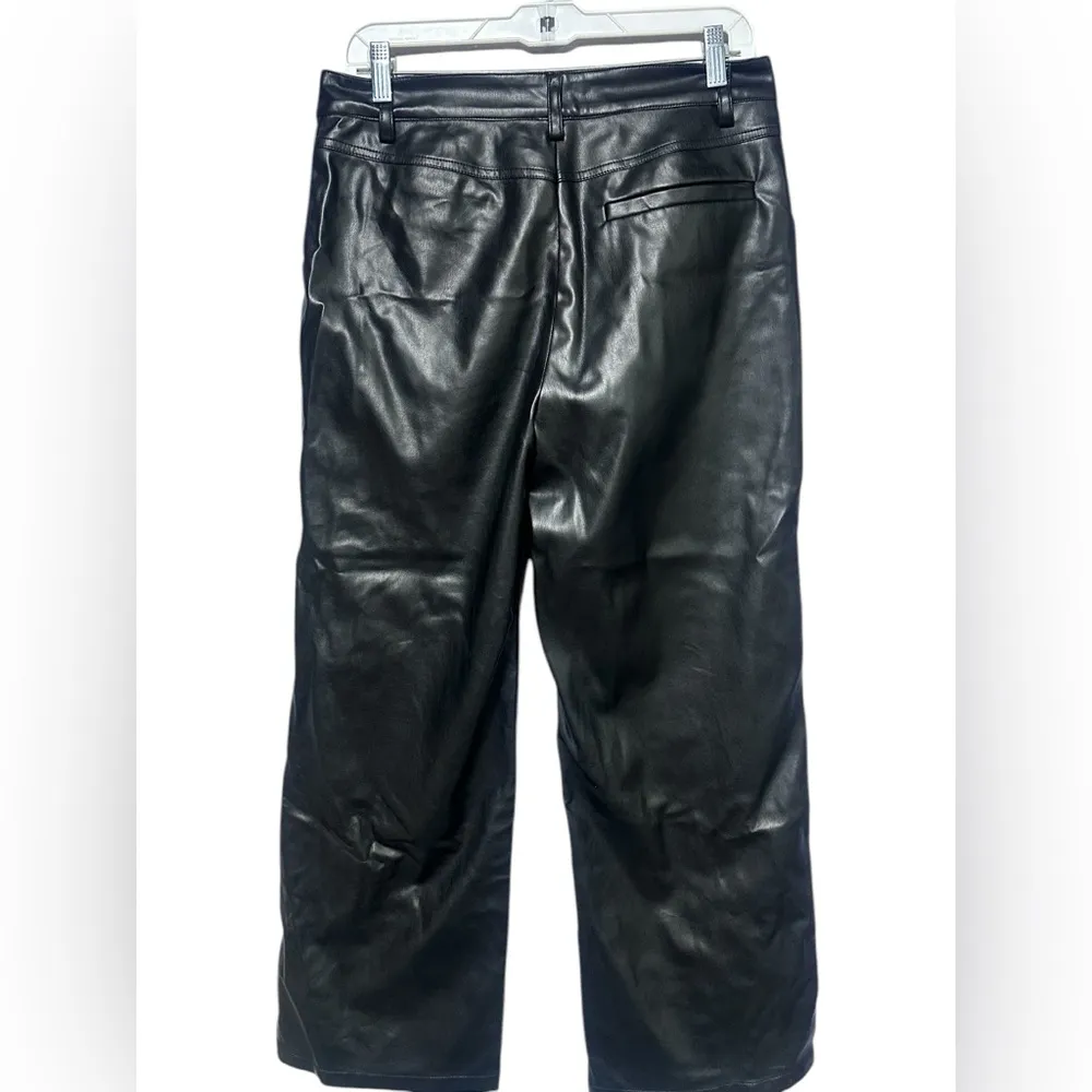 Faux Leather Wide Leg Trouser Large EUC Black - Image 8