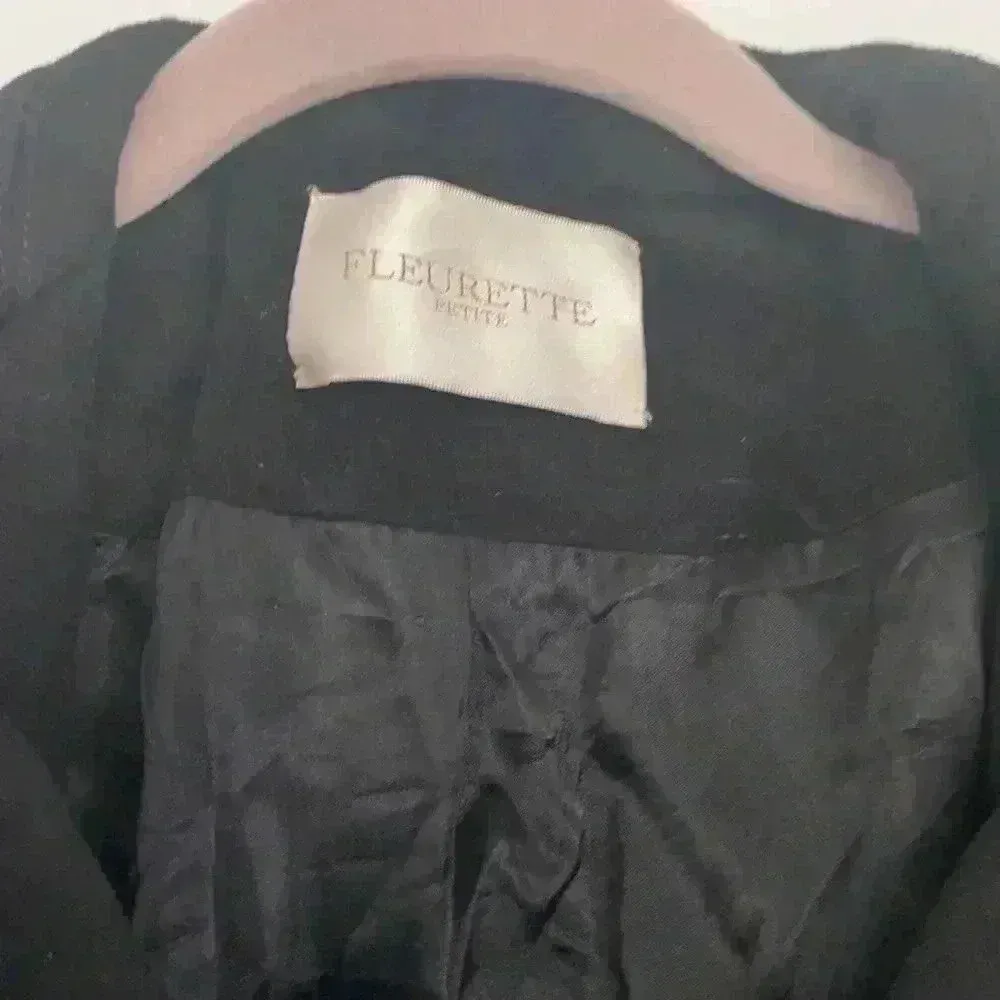 Fleurette Loro Piana Wool Black Coat Sz 8P - Image 3