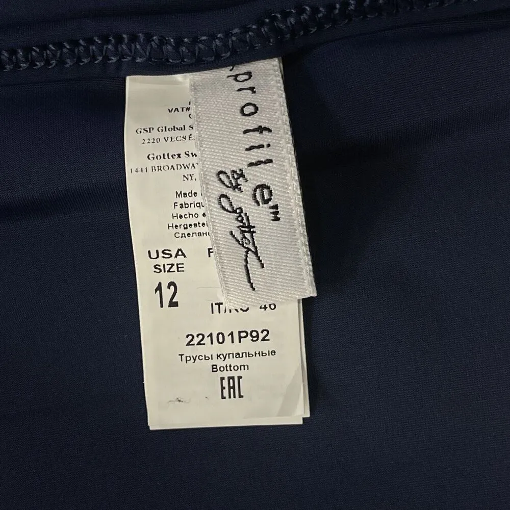 Profile by Gottex Palm Springs SZ 12 Swim Skirt Side Slit Ruffled UPF 50+ Blue - Image 6