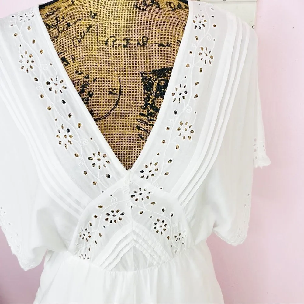 Amuse Society Anderson Eyelet V-neck Romper White XS - Image 3