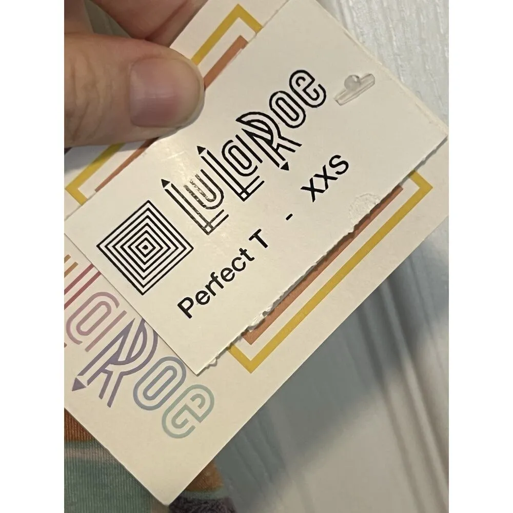 LulaRoe XXS Buttery Soft perfect T Multi Color Geometric Pattern - Image 4
