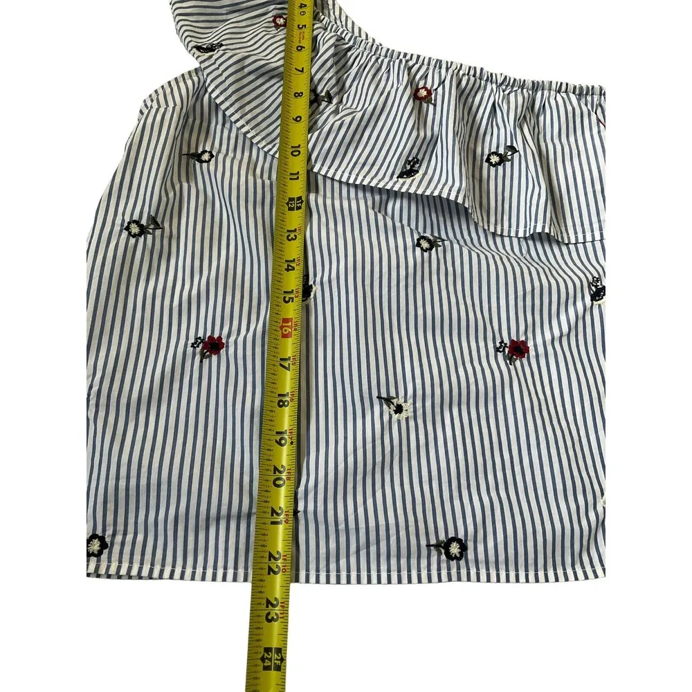 Abercrombie & Fitch Women Size Small Striped One Shoulder Blouse Top 18-815 - Image 7